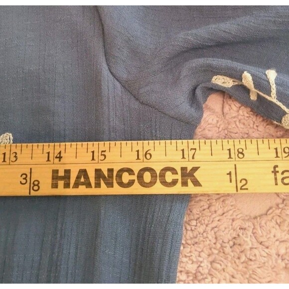 ANNELIEGE Blue Tunic Blouse Embroidered Lined Size M - Picture 8 of 11